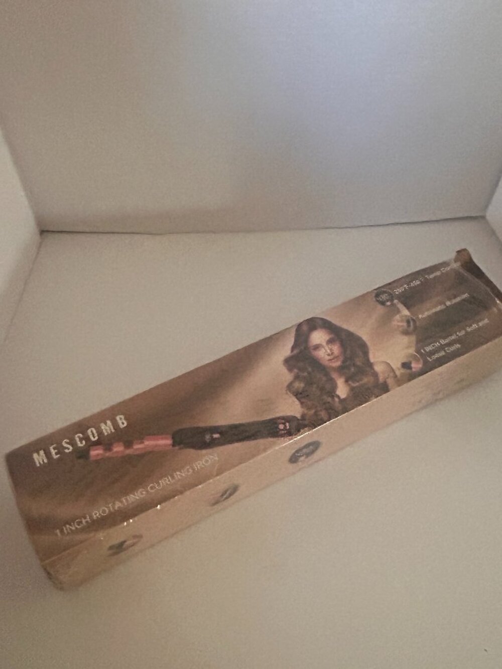 New MESCOMB 1 Inch Rotating Curling Iron Rose Gold Auto Curl Wand 250-450F